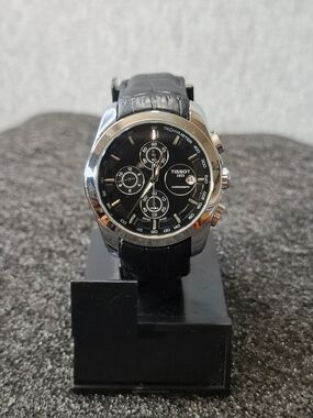 Tissot 1853  Black Chronograph Leather Strap Watch